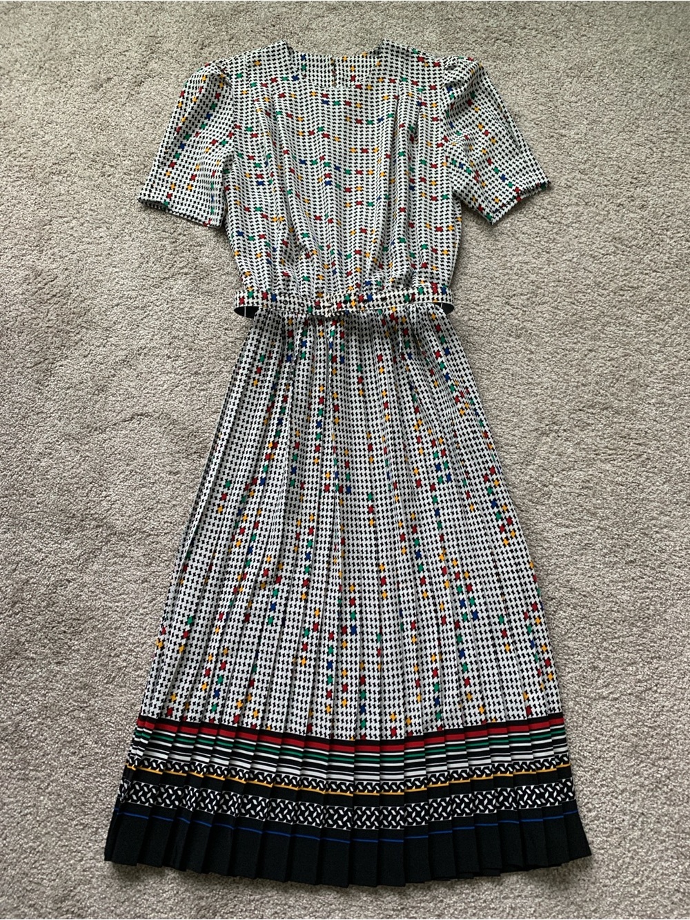 Breli Originals Vintage Dress One Piece - Multi color, Geometric Houndstooth S/M